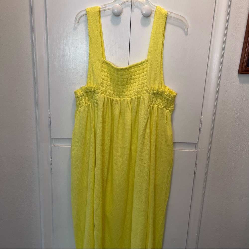 J.NNA Sleeveless Yellow Maxi Coverup Beachwear Tropical Resort Sz L